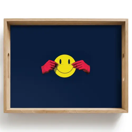 Smiley - Geel - Handen - Minimalistisch Dienblad Rechthoek middel -z3d_shopping