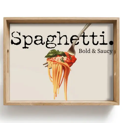 Spaghetti - tomatensaus - Parmezaanse kaas Dienblad Rechthoek middel -z3d_shopping