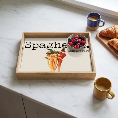 Spaghetti - tomatensaus - Parmezaanse kaas Dienblad Rechthoek middel -sfeer2