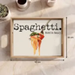 Spaghetti - tomatensaus - Parmezaanse kaas Dienblad Rechthoek middel -USP_Formaat