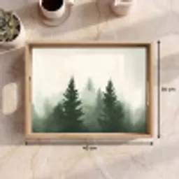 Sparren - Bomen - Groen - Beige Dienblad Rechthoek middel -USP_Formaat