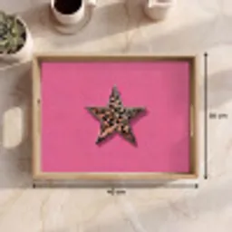 Ster - Luipaard - Print - Roze Dienblad Rechthoek middel -USP_Formaat