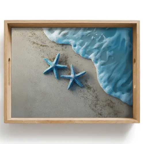 Zeesterren - Zand - Zee - Blauw Dienblad Rechthoek middel -z3d_shopping