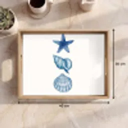 Zeester - Schelpen - Blauw Dienblad Rechthoek middel -USP_Formaat