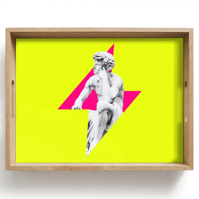 Beeld - Man - Bliksemschicht - Geel Dienblad Rechthoek middel -z3d_shopping