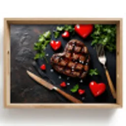 Steak - Hart - Bestek Dienblad Rechthoek middel -z3d_shopping