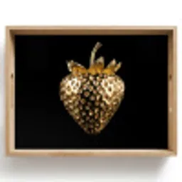 Aardbei - Goud - Zwart - Chrome Dienblad Rechthoek middel -z3d_shopping