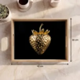 Aardbei - Goud - Zwart - Chrome Dienblad Rechthoek middel -USP_Formaat