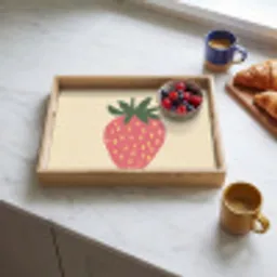 Aardbei - Minimalistisch - Rood - Fruit Dienblad Rechthoek middel -sfeer2