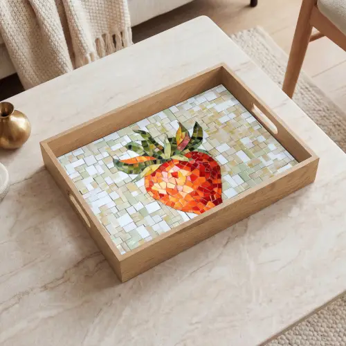 Aardbei - Rood - Mozaïek - Fruit Dienblad Rechthoek middel -sfeer1