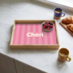 Gestreept - Roze - Chéri Dienblad Rechthoek middel -sfeer2