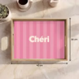 Gestreept - Roze - Chéri Dienblad Rechthoek middel -USP_Formaat