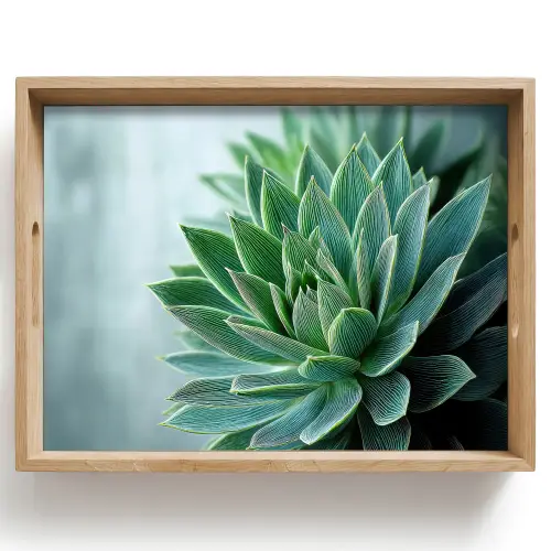 Vetplant - Bladeren - Groen - Wazig Dienblad Rechthoek middel -z3d_shopping