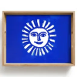 Zon - Gezicht - Penseelstructuur - Blauw Dienblad Rechthoek middel -z3d_shopping