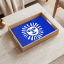 Zon - Gezicht - Penseelstructuur - Blauw Dienblad Rechthoek middel -sfeer1
