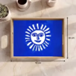 Zon - Gezicht - Penseelstructuur - Blauw Dienblad Rechthoek middel -USP_Formaat