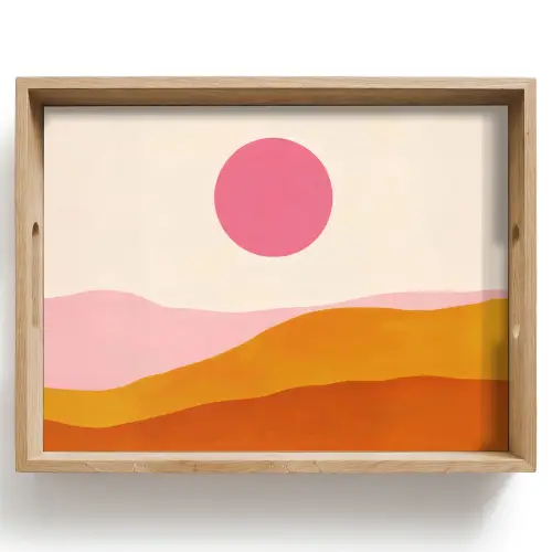 Zon - Heuvels - Abstract - Roze Dienblad Rechthoek middel -z3d_shopping