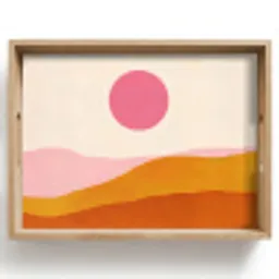 Zon - Heuvels - Abstract - Roze Dienblad Rechthoek middel -z3d_shopping