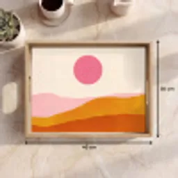 Zon - Heuvels - Abstract - Roze Dienblad Rechthoek middel -USP_Formaat