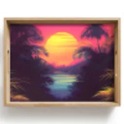Zon - Geel - Palmbomen - Tropisch Dienblad Rechthoek middel -z3d_shopping