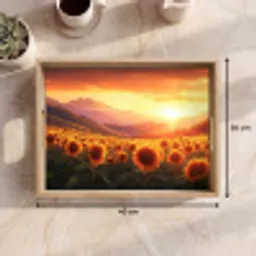 Zonnebloemen - Zonsondergang - Landschap Dienblad Rechthoek middel -USP_Formaat