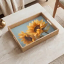 Zonnebloemen - Geel - Wazig Dienblad Rechthoek middel -sfeer1