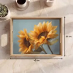 Zonnebloemen - Geel - Wazig Dienblad Rechthoek middel -USP_Formaat