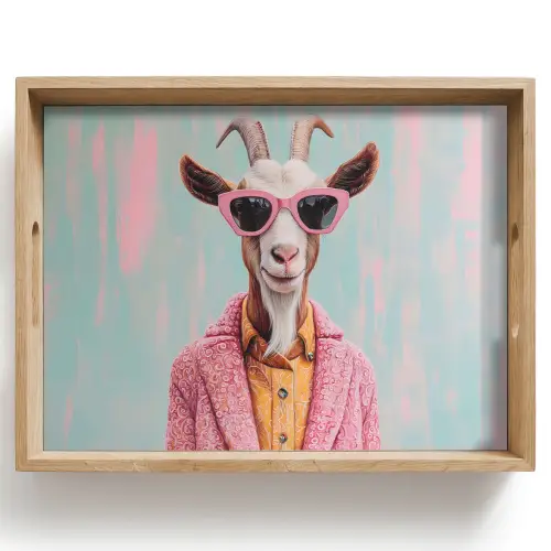 Zonnebril - Roze - Geit - Horen Dienblad Rechthoek middel -z3d_shopping