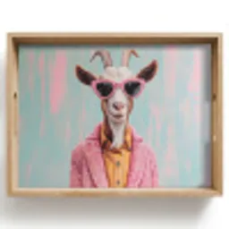 Zonnebril - Roze - Geit - Horen Dienblad Rechthoek middel -z3d_shopping
