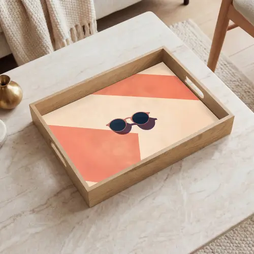 Zonnebril - Schaduw - Oranje - Minimalistisch Dienblad Rechthoek middel -sfeer1