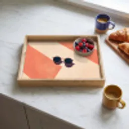 Zonnebril - Schaduw - Oranje - Minimalistisch Dienblad Rechthoek middel -sfeer2