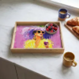 Zonnebril - Vrouw - Jas - Veren Dienblad Rechthoek middel -sfeer2