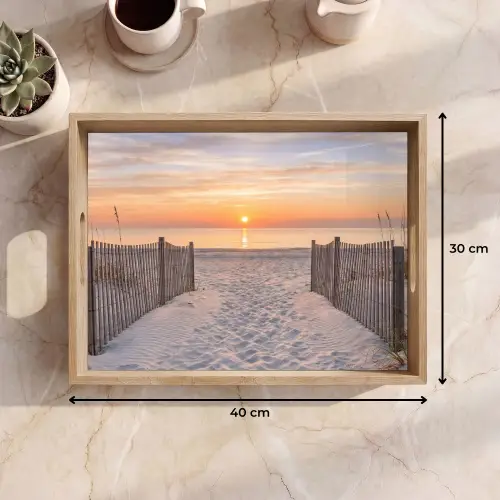 Zonsondergang - Strand - Zand Dienblad Rechthoek middel -USP_Formaat