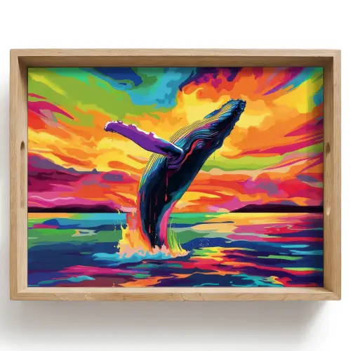 Zonsondergang - Walvis - Geschilderd - Kleurrijk Dienblad Rechthoek middel -z3d_shopping