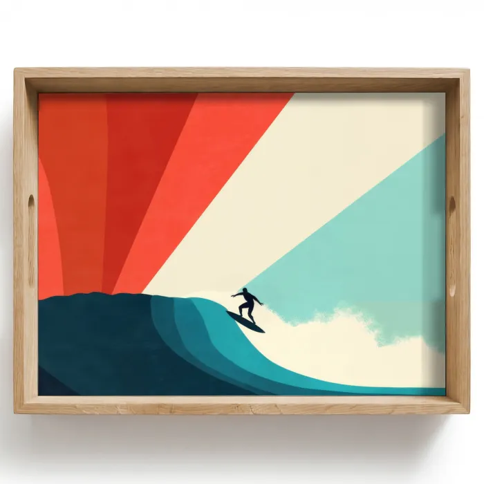 Surfer - Abstract - Golven - Zonnestralen Dienblad Rechthoek middel -z3d_shopping