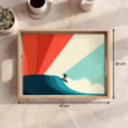 Surfer - Abstract - Golven - Zonnestralen Dienblad Rechthoek middel -USP_Formaat