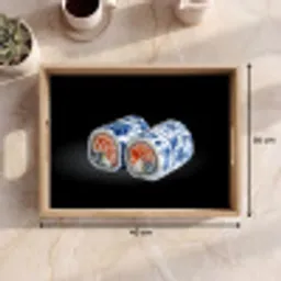 Sushi - Delfts blauw - Rijst - Vis - Elegant Dienblad Rechthoek middel -USP_Formaat