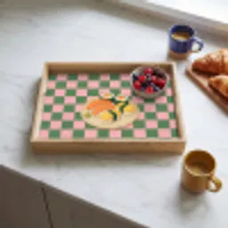 Sushi - Bord - Geblokt - Groen Dienblad Rechthoek middel -sfeer2