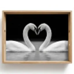 Zwanen - Hart - Zwart - Wit Dienblad Rechthoek middel -z3d_shopping