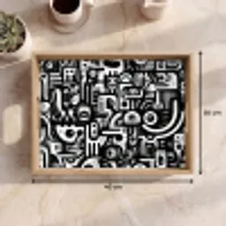 Symbolen - Abstract - Grafisch - Zwart Dienblad Rechthoek middel -USP_Formaat