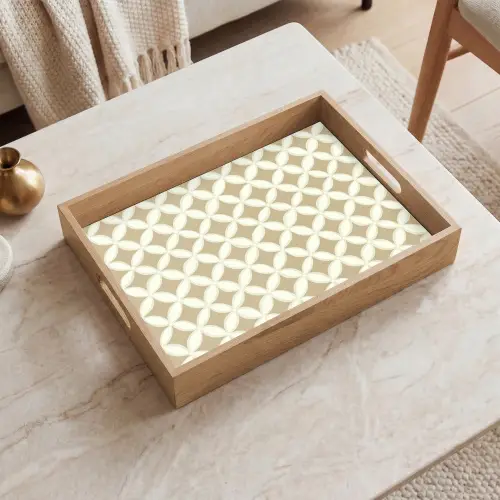 Symmetrisch - Motief - Beige Dienblad Rechthoek middel 911 -sfeer1