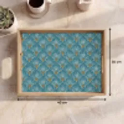 Symmetrisch - Patroon - Blauw Dienblad Rechthoek middel 911 -USP_Formaat