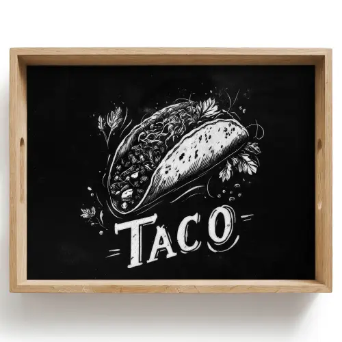 Taco - Kruiden - Witte krijtstijl - Tekst Dienblad Rechthoek middel -z3d_shopping