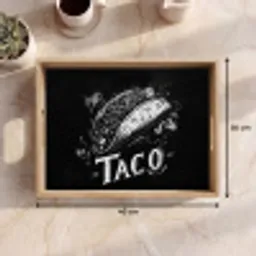 Taco - Kruiden - Witte krijtstijl - Tekst Dienblad Rechthoek middel -USP_Formaat