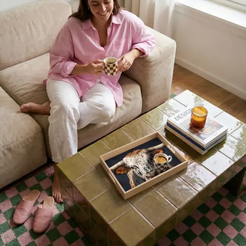 Stier - Kleurrijk - Hoorns Dienblad Rechthoek middel -sfeer3