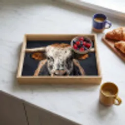 Stier - Kleurrijk - Hoorns Dienblad Rechthoek middel -sfeer2