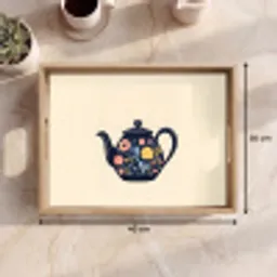 Theepot - Kleurrijk - Bloemen Dienblad Rechthoek middel -USP_Formaat