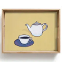 Theepot - Kopje - Beige - Illustratie Dienblad Rechthoek middel -z3d_shopping