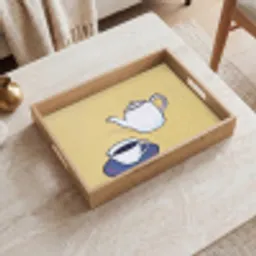 Theepot - Kopje - Beige - Illustratie Dienblad Rechthoek middel -sfeer1
