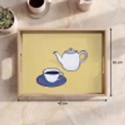 Theepot - Kopje - Beige - Illustratie Dienblad Rechthoek middel -USP_Formaat